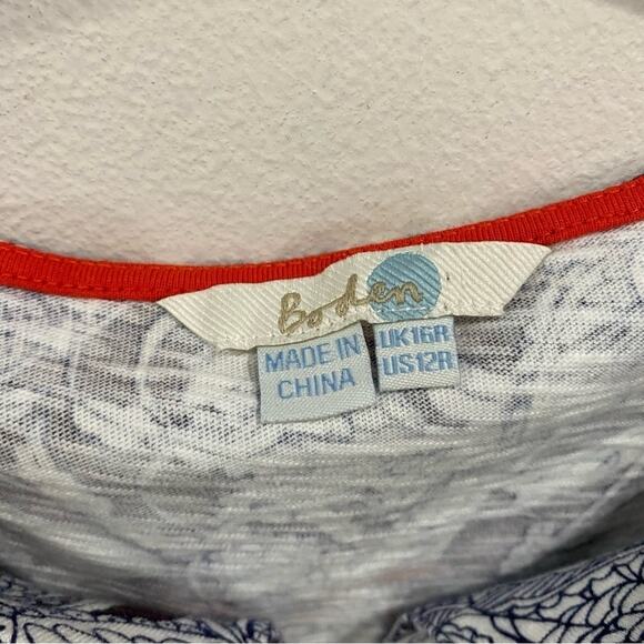 Boden Floral Boho A-Line Dress Size 12 Brown Orange White Sleeveless Casual - Picture 6 of 9